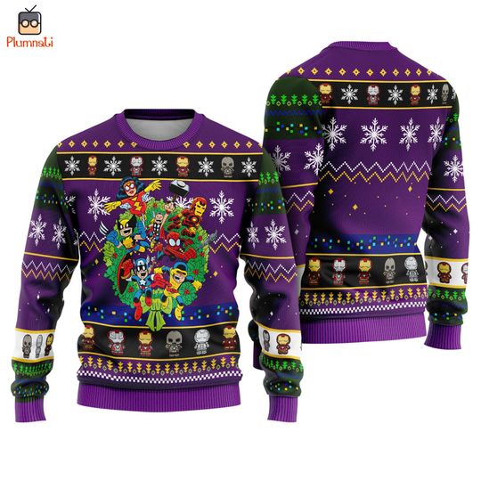 Avengers Ugly Christmas Shirt, Super Hero Team Ugly Christmas Shirt, Have A Marvelous Christmas Shirt, Iron Man Xmas Shirt, Xmas Party