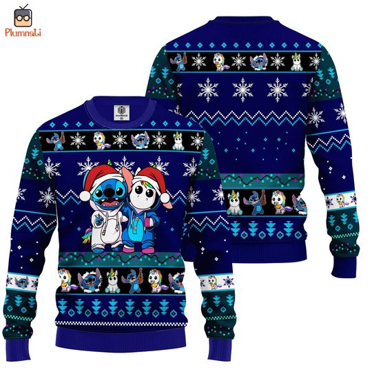 Stitch Unicorn Ugly Christmas Sweater, Stitch Christmas Shirt, Stitch Ohana Shirt, Unicorn Ugly Sweatshirt, Christmas Vacation Shirt