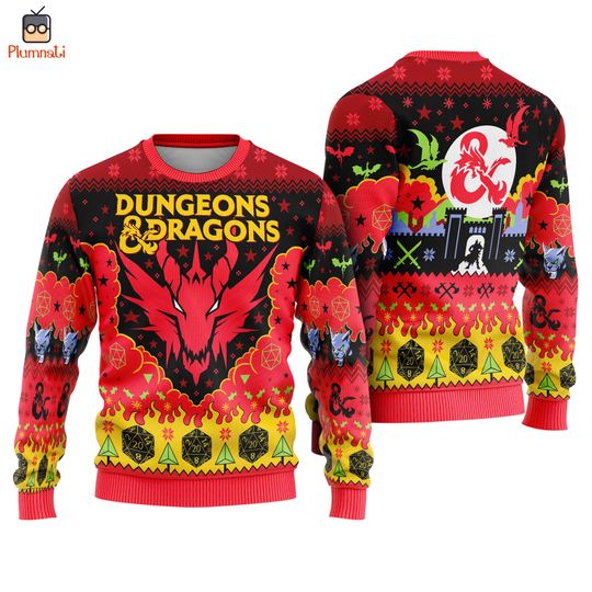 Dungeons And Dragons Christmas Ugly Sweater, Dungeons & Dragons Sweatshirt, DND Ugly Christmas Sweater, Christmas Vacation