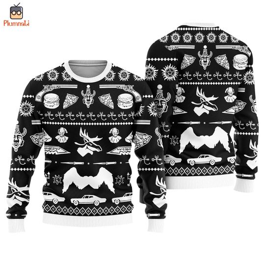 Supernatural Ugly Christmas Sweater, Sam And Dean Winchesters Christmas Sweatshirt, Supernatural Ugly Sweatshirt, Familly Christmas Shirt