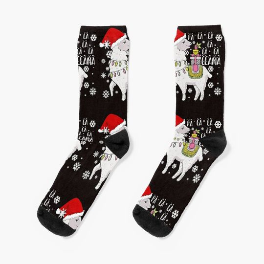 Fa La La La Llama, Funny Christmas Llama, Merry Christmas Llama Socks
