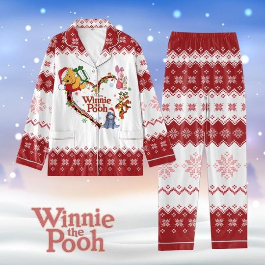 Winnie The Pooh Pajamas Christmas, Pooh Bear And Friends Holiday Pajamas, Tigger Pajamas Set, Piglet Eeyore Shirt, Gift For Her
