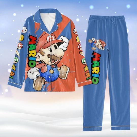 Super Mario Christmas Pajamas, Super Mario Xmas Holiday Pajamas, Super Mario Shirt, Video Game Shirt, Xmas 2024 Shirt, Gift For Kids