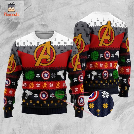 Avengers Ugly Christmas Sweater, Avengers End Game Christmas Sweatshirt, Iron Man Hulk Thor Ugly Christmas Sweatshirt, Superhero Xmas Shirt
