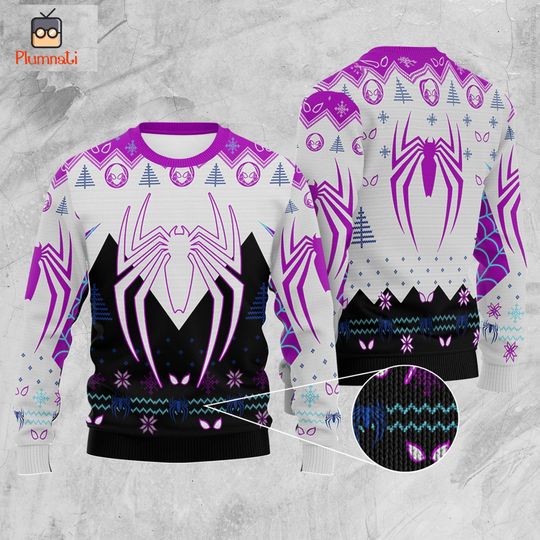 Ghost Spider Ugly Christmas Sweater, Spider Man Across The Spider-Verse Christmas Sweater, Gwen Stacy Christmas Sweatshirt, Spidey Sweater