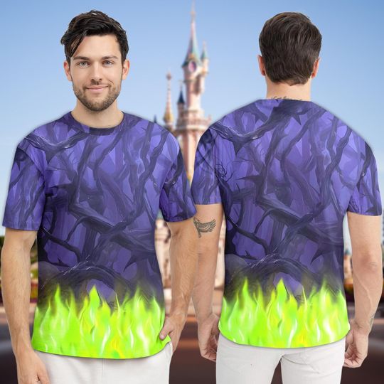 Maleficent All Over Print 3D T-Shirt, Sleeping Beauty Cosplay Halloween Costume Shirt, Maleficent Villain Movie Cosplay Tee