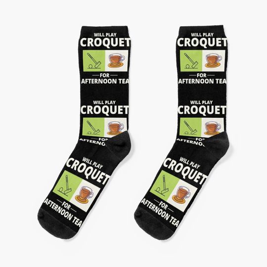 Croquet Players Croqueters Afternoon Tea Funny Socks