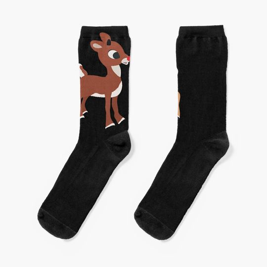 Classic Rudolph and Clarice Christmas Red Nose Reindeer Socks