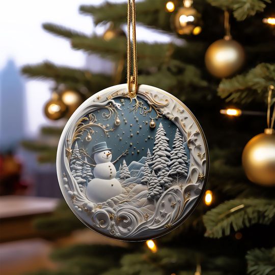 3D Effect Snowman Ornament, Christmas Decoration, Snowman Christmas Ornaments, Christmas Keepsake Ornament, Cute Ornament, Holiday Gift Idea