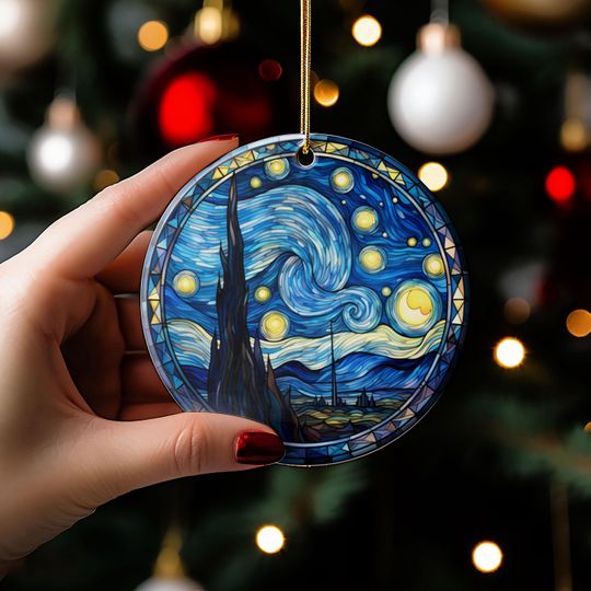 3D Effect Van Gogh Christmas Ornament, Paiting Starry Night Ornament, Keepsake Ornament, Christmas 2024 Ornaments,  Van Gogh Ornament