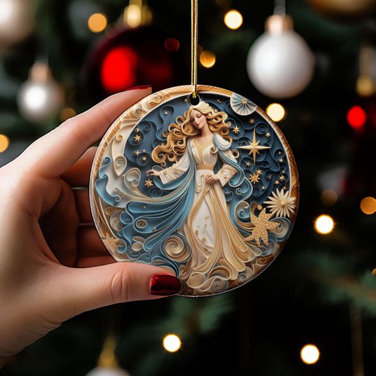 3D Effect Virgin Mary Ornament, Family Ornaments, Christian Ornament, Religious Ornament, Home Decor, Jesus Christian Art Ornament