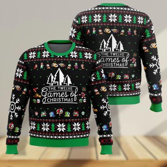 Games Of Christmas Ugly Christmas Sweater, Super Mario Christmas Shirt, Family Christmas Vacation, Xmas Party Sweater, Gamer Sweater