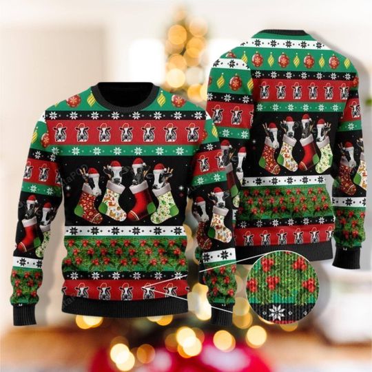 Dairy Cow Ugly Christmas Sweater, Cow 3D All Over Print Shirt, Cow Lover Shirt, Farm Girl Shirt, Women Christmas Sweater, Holiday Xmas