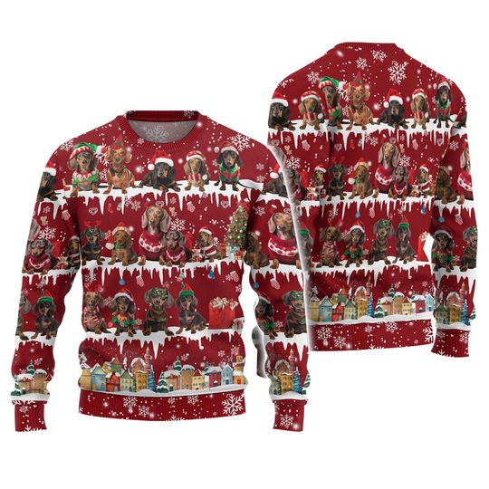 Dachshund Christmas Sweater Woman, Wiener Dog Shirt, Dog Ugly Sweater Men, Funny Sweater, Dachshund Mom Shirt, Christmas Party Gift