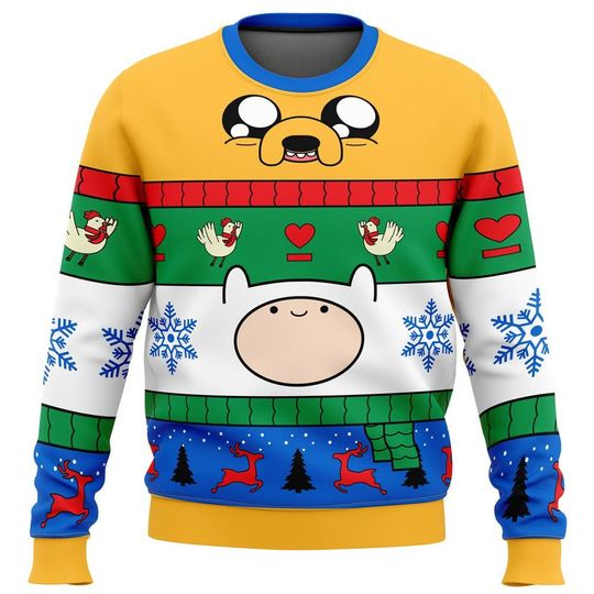 Christmas Finn and Jake Adventure Time Ugly Christmas Sweater, Princess Bubblegum Rock Shirt, Christmas Sweater Woman, Marceline Shirt