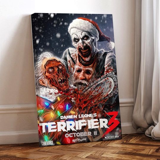 Terrifier 3 Movie Poster, Wrapped Canvas, Art Poster for Gift,Room Decor,Wall Art,Gift For Him