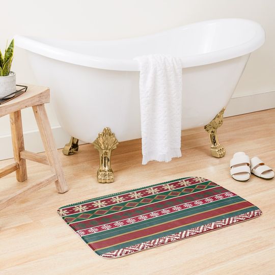 Discover Traditional Christmas Holiday and Winter-themed patterns Bath Mat