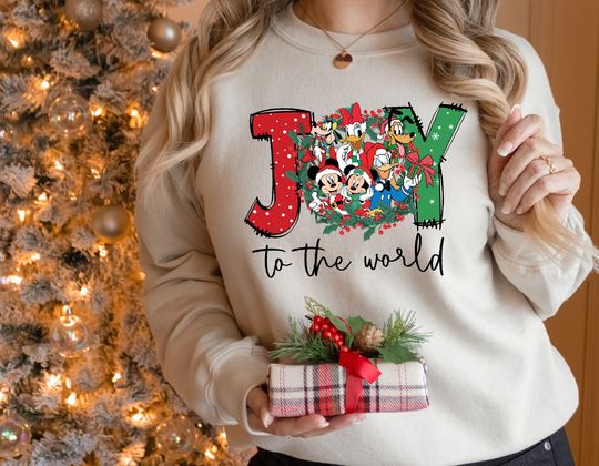 Disney Joy To The World Christmas Sweatshirt, Joy To The World Disney TShirt, Christmas Sweater, Mickey Christmas Sweater, Christmas Gift