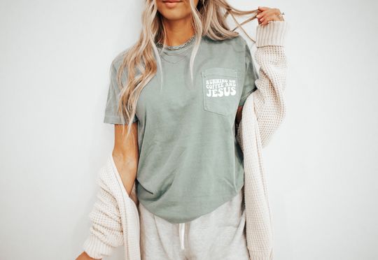 Comfort Color Pocket Running on Coffee and Jesus Shirt | Christian shirt, Motivational inspirational shirt, Coffee shirt, Faith, Pro life