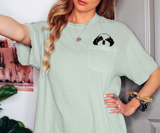 Comfort Color Pocket Shih Tzu dog mom Shirt, Shih Tzu Mom Shirt, Dog Mom Shirt, Dog Lover, Dog Mom Gift, Shih Tzu, Fur Mom shirt gift