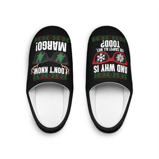 Christmas Vacation Slippers Womens Todd & Margo Slippers Funny Slip ons Comfy Ugly Sweater Party Best Friend Gift Couples Griswold Christmas