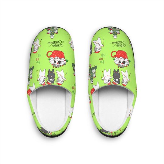 Women's Christmas Slippers, Women's Cat Christmas Slippers, Indoor Kitty Footwear, Women's Slippers, Holiday Slippers, Christmas Slippers