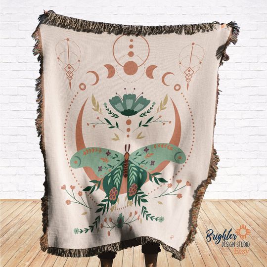 Celestial Moth Woven Blanket