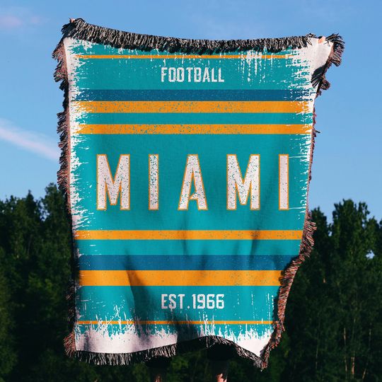 Miami Football  Woven Blanket, Personalized Sofa Woven Blanket