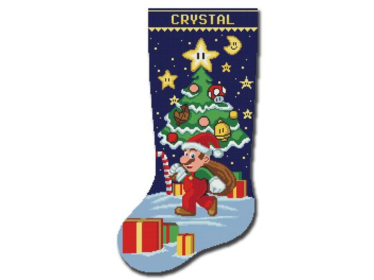 Cross Stitch Stocking Pattern PDF, Count Cross Stitch Christmas Design for Beginners, Modern Easy Cute Simple Xmas Cross Stitch Chart DIY