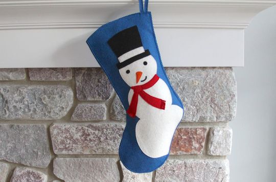Handmade Wool Felt Christmas Stocking: Celebrate with a Snowman at the Holidays!