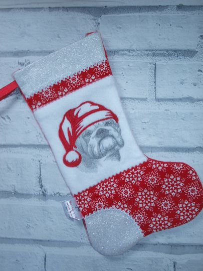 Bulldog Christmas Stocking, Dog breed stocking, Festive stocking, Bulldog gifts, Secret Santa gifts, Bulldog accessories, Christmas Bulldog