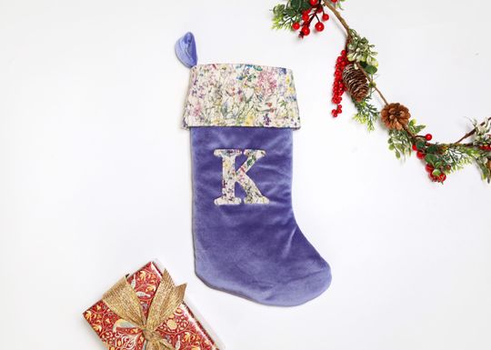 Personalised Liberty Print Stocking - Floral Stocking - Baby's first Christmas - Lilac - Xmas stocking - Christmas Eve Box