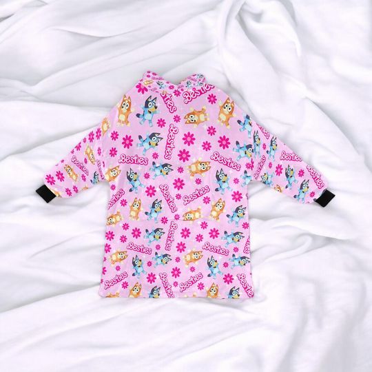 BlueyDad and Bingo Besties Blanket Hoodie for Kids