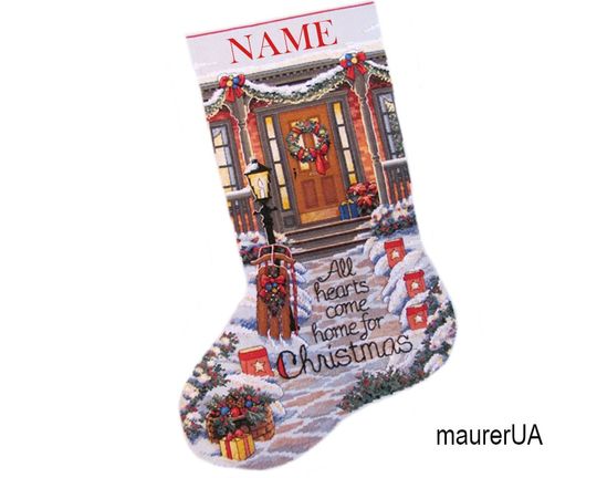 Embroidered Christmas stockings Personalized Xmas stocking Dimensions Gold Collection All Hearts Come Home Stocking