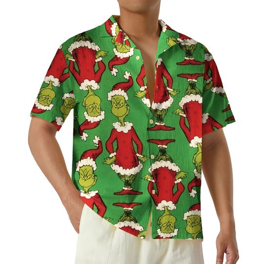 Merry Grin Hawaiian Shirt, Girly Christmas funny character Button Up Shirt, Christmas Family Gift, Merry Christmas Hawaii Shirt, Xmas Party