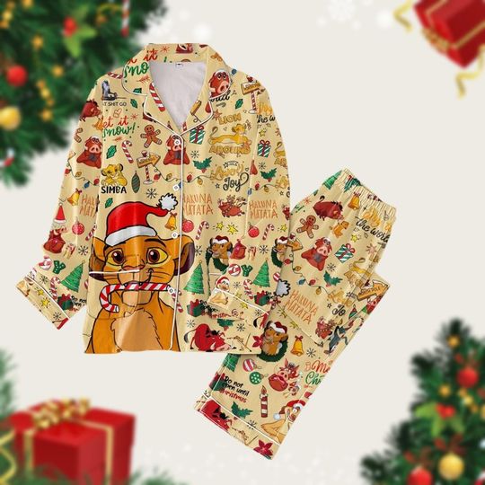 The Lion King Christmas Pajamas, Hakuna Matata Lion Pj Set, Simba Family Matching Pajamas, Xmas Party Magic Kingdom Gift