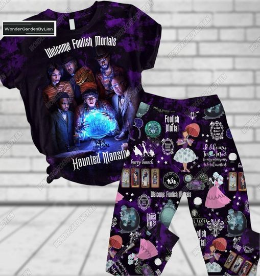 Halloween Haunted Mansion Pajamas, Horror Character T-Shirt Pants, Tee, Disneyland Halloween Pjs, Spooky Movie Pajamas Set