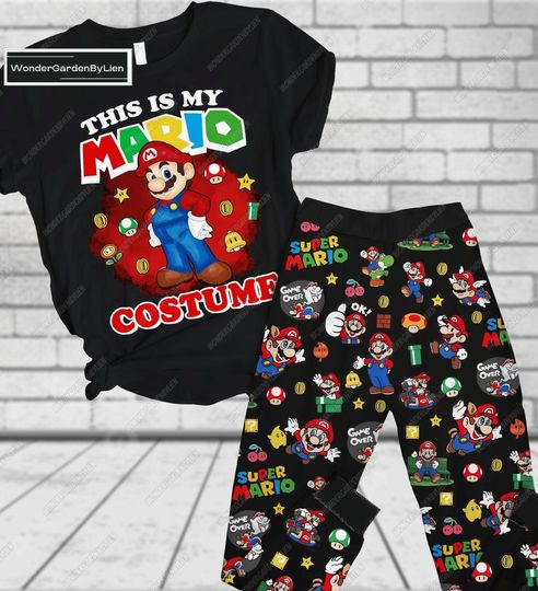 Halloween Super Mario Pajamas Set, Mario Pyjamas, Mario Custume Pj Set Pants, Mario Night Pajamas, Family Mario Gamer Pajamas Set