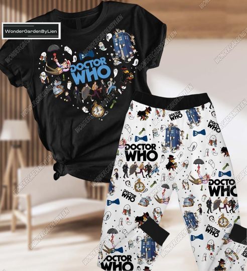 Doctor Who T-Shirt And Pants, Tardis Doctor Who 3D Pjs Set, Tardis Police Box Costume 3D Pajamas Pants, Tv seris Movie Lover Gift