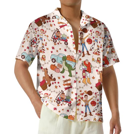 Toy Story Fall Festival Hawaiian Shirt, Woody and Friends Button Up Shirt, Thanksgiving Trip Shirt, Toy Story Aloha Shirt, Thankful Gift