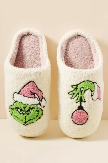 Christmas funny character Comfy Indoor/Outdoor Plush Sherpa Slip On Slippers