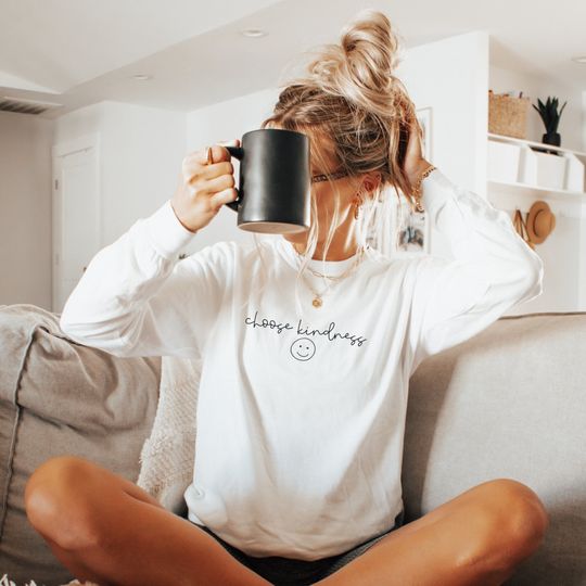 Choose Kindness Comfort Colors Long Sleeve Shirt Retro Teacher Shirt Positive Affirmation Mom Kindness Shirt Retro graphic Kindness VSCO