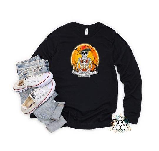 Boys Halloween Shirt | Skeleton Gamer Shirt| Boys Long Sleeve | Toddler Long Sleeve | Halloween Shirt Boy | Kids Halloween Shirt