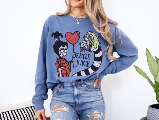 Retro Beetle Juice Cartoon Long Sleeve Shirt, Halloween Jumper Vintage Style 80/90s Shirt Beetle juice shirt Comfort Colors Movie Lover Gift