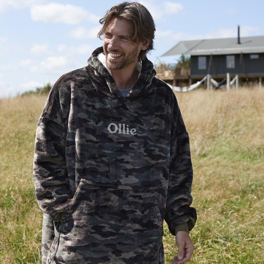 Personalised Oversized Adult Hoodie Wearable Blanket Cosy Pyjamas For Home, Customised Wearable Blanket, Gift For Him, Gift for Husband