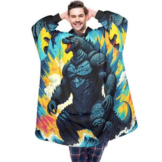 Blanket Hoodie blankets hoodie that is a blanket Vintage god zilla Gojira Kaiju