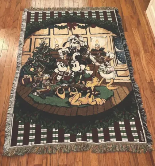 Disney Mickey Christmas Woven Throw Blanket Tapestry