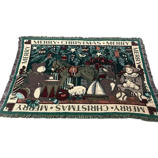 Discover S. Winget Merry Christmas Holiday Woven Tapestry Throw Blanket 70"x 50" Toys