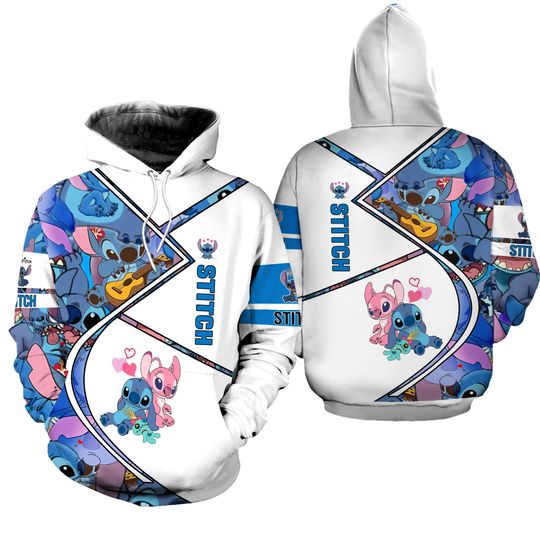 Christmas Disney Stitch And Angel Hoodie, Stitch Couple Hoodies