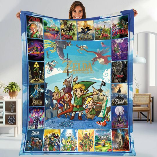 Legends Of Zelda Fleece Blanket | The Legend of Zelda Breath of the Wild Blanket | Zelda Link Game Blanket for Bed Couch Sofa